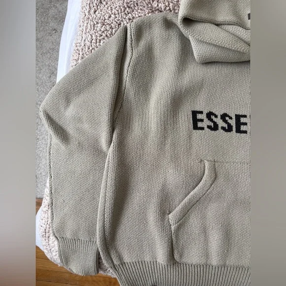 Essentials Men's KNIT PULLOVER Pistachio Hoodie Sweater - Picture 4 of 9